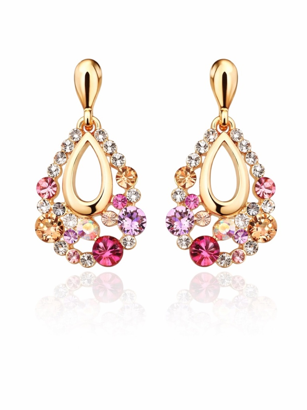 Swarovski Crystal Multi Color Drop Earrings - Picture 1 of 3